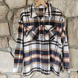 Flannel Plaid Shirt Jacket Shacket.  SZ: L/XL